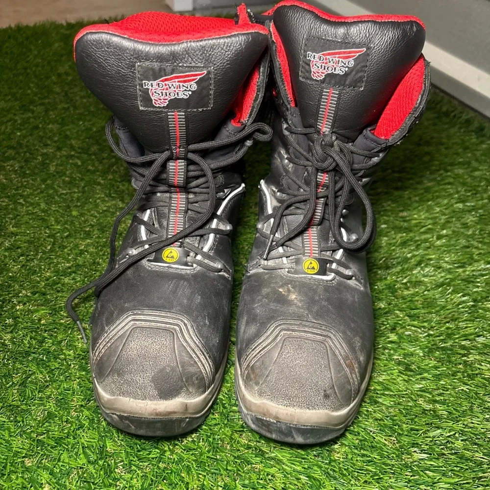 Red Wing 3206 Men 8 Black Leather D3O Safety Toe Side Zip Work Boots ESD ASTM